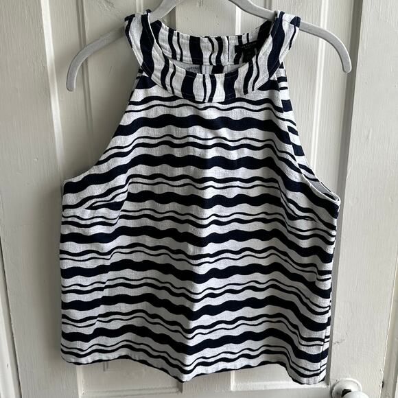 Ann Taylor Wave Button Back Halter Top Medium Petite - Picture 3 of 10